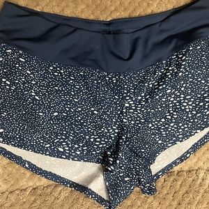 Oiselle Running shorts-Blue and white spots